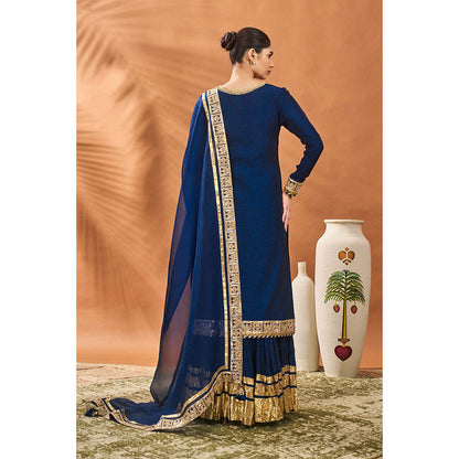 Masaba Blue Pixie Dust Kurta with Lehenga and Dupatta (Set of 3)