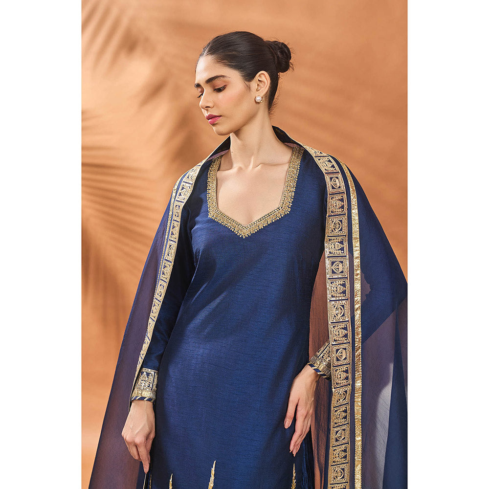 Masaba Blue Pixie Dust Kurta with Lehenga and Dupatta (Set of 3)