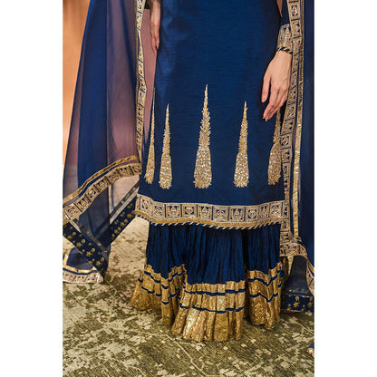 Masaba Blue Pixie Dust Kurta with Lehenga and Dupatta (Set of 3)