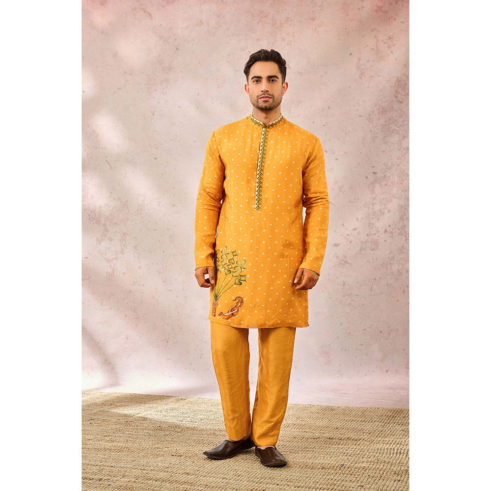 Masaba Yellow Spade Blossom Kurta with Pant (Set of 2)