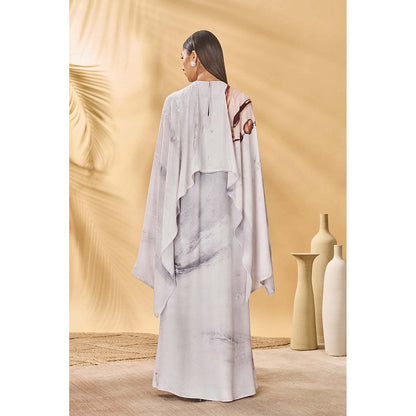 Masaba White Moon Mist Cape with Maxi Dress (Set of 2)