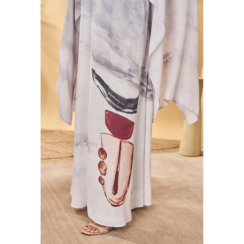 Masaba White Moon Mist Cape with Maxi Dress (Set of 2)