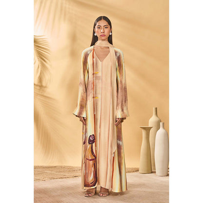 Masaba Beige Rustic Strokes Reversible Maxi Dress