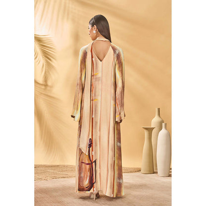 Masaba Beige Rustic Strokes Reversible Maxi Dress