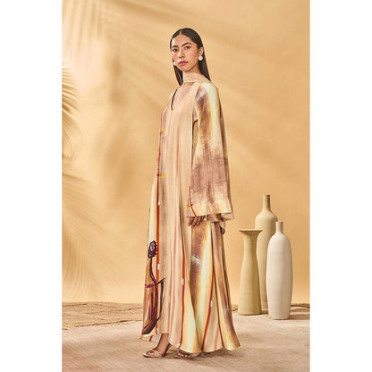 Masaba Beige Rustic Strokes Reversible Maxi Dress