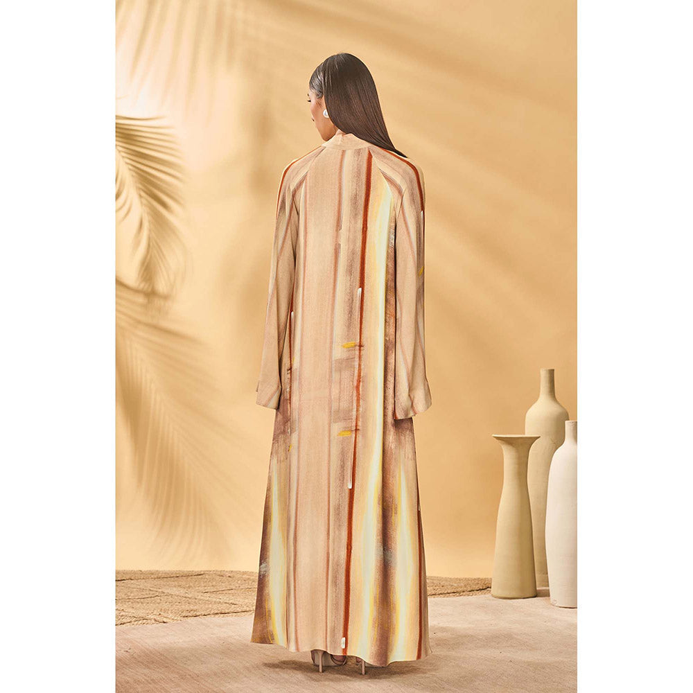Masaba Beige Rustic Strokes Reversible Maxi Dress