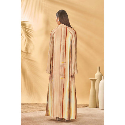 Masaba Beige Rustic Strokes Reversible Maxi Dress
