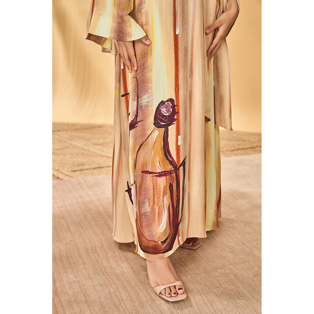 Masaba Beige Rustic Strokes Reversible Maxi Dress