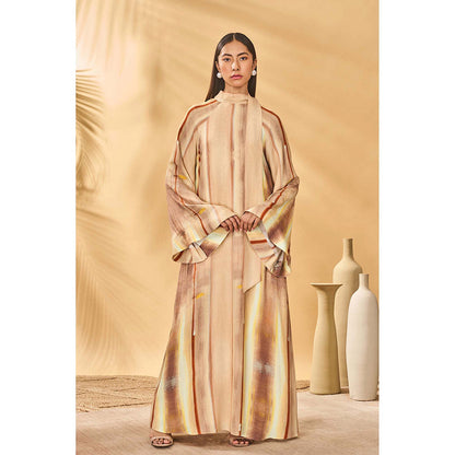 Masaba Beige Rustic Strokes Reversible Maxi Dress