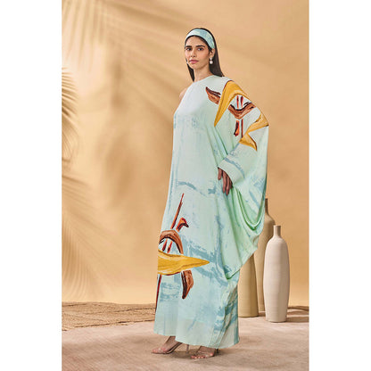 Masaba Blue Feathered Maxi Dress