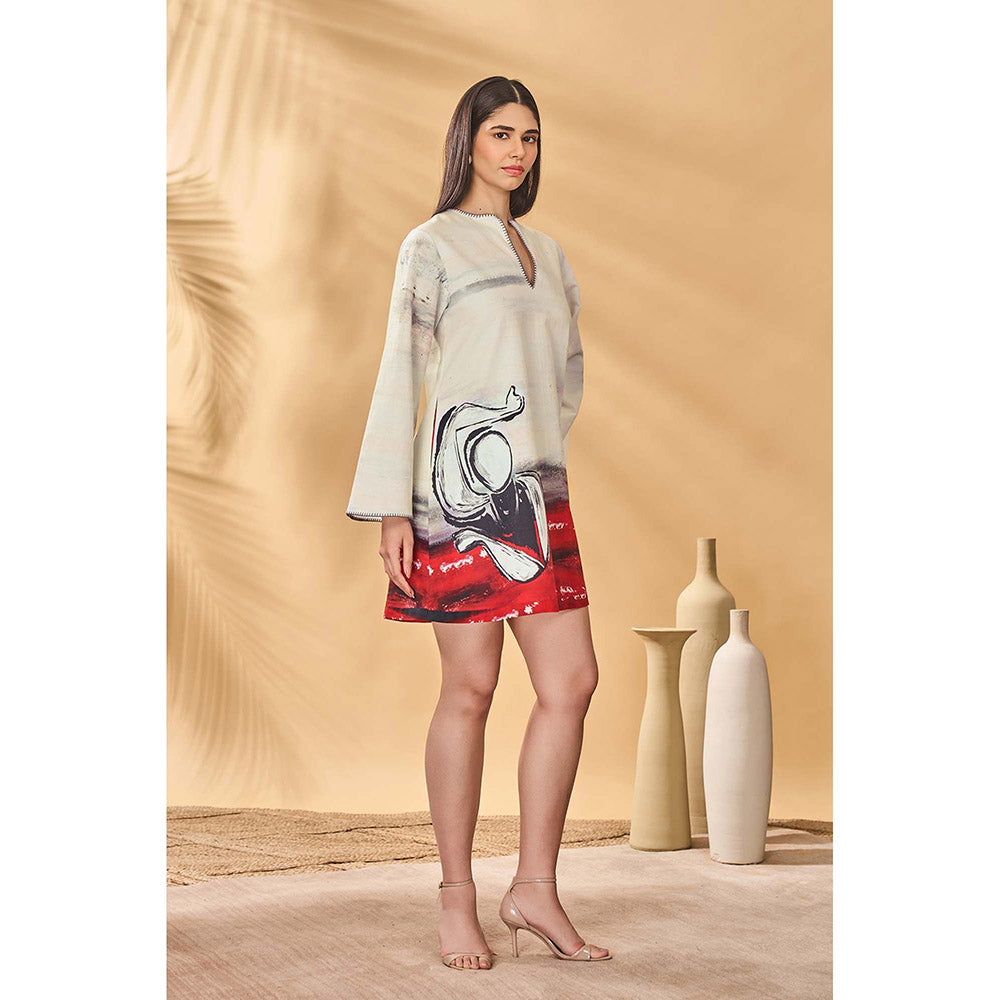 Masaba White Dancing Shadows Trapeze Mini Dress