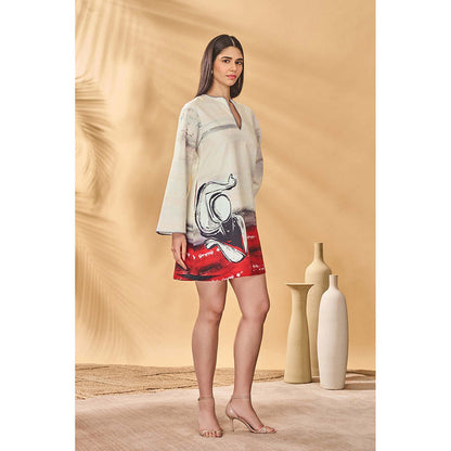 Masaba White Dancing Shadows Trapeze Mini Dress