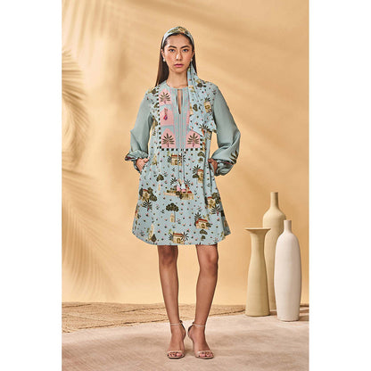Masaba Blue Miniature Dreams Embroidered Mini Dress