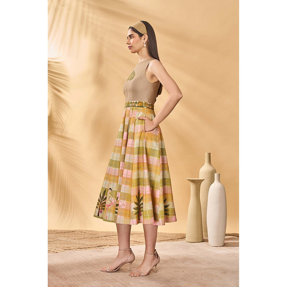 Masaba Beige Pina Colada Picnic Midi Dress
