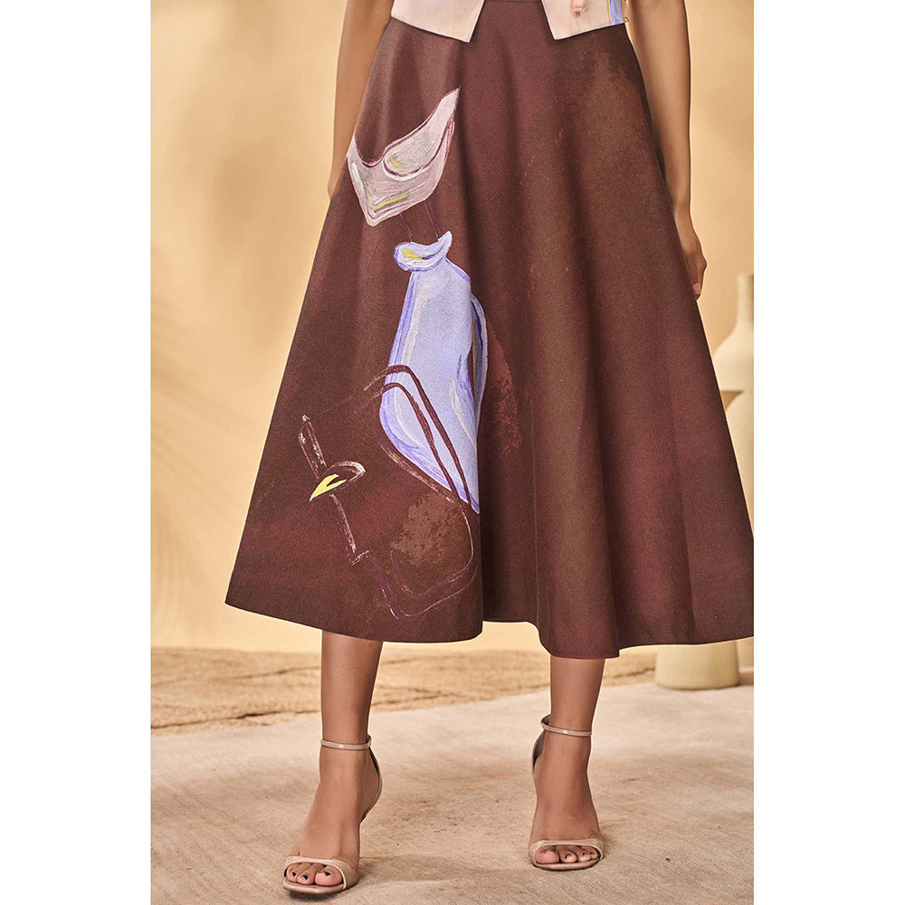 Masaba Beige Hidden Within Swing Skirt with Waist Coat (Set of 2)