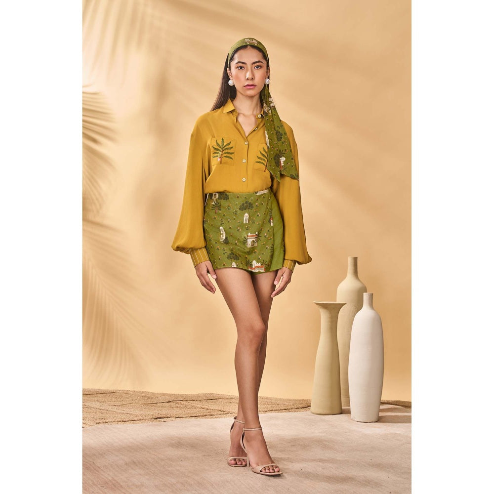 Masaba Trellis Palm Mustard Shirt