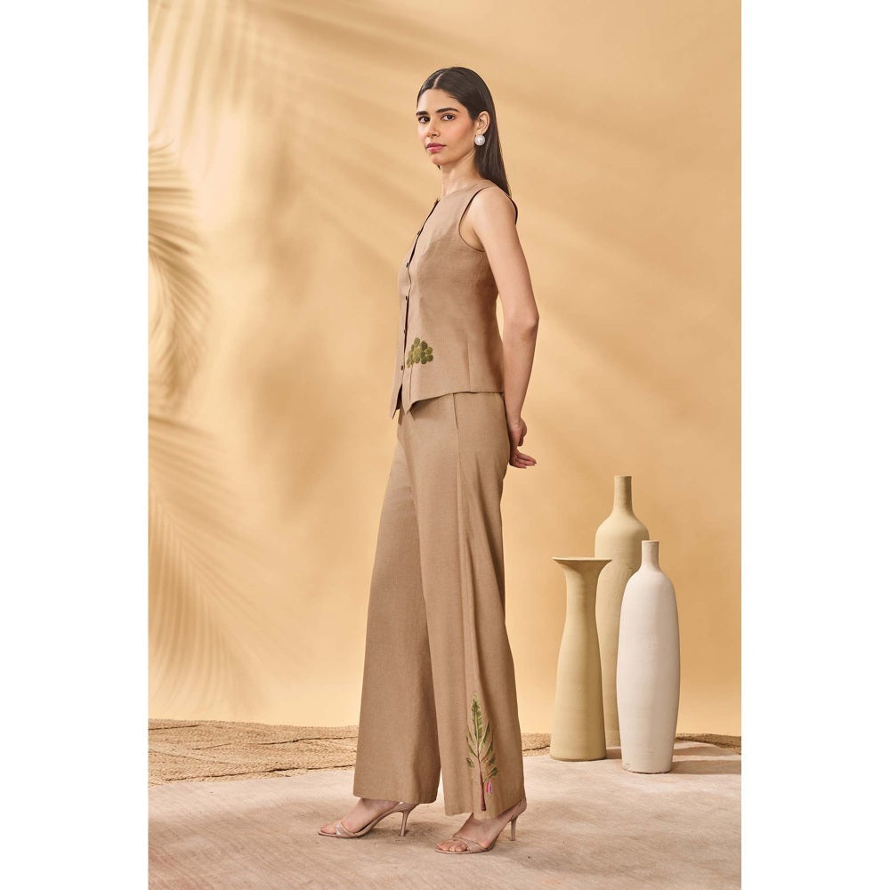 Masaba Beige Trellis Palm Waistcoat