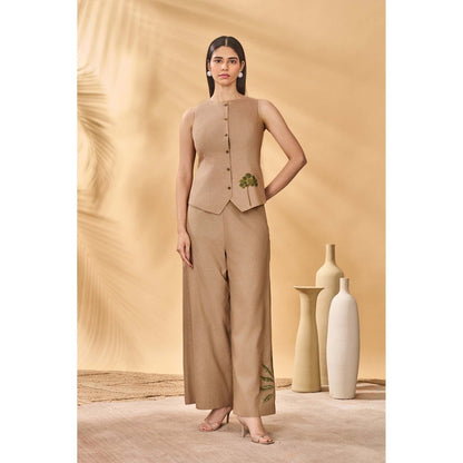 Masaba Beige Trellis Palm Trousers