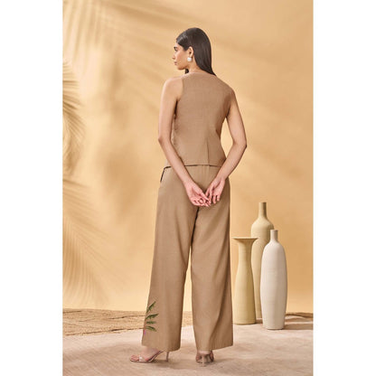 Masaba Beige Trellis Palm Trousers