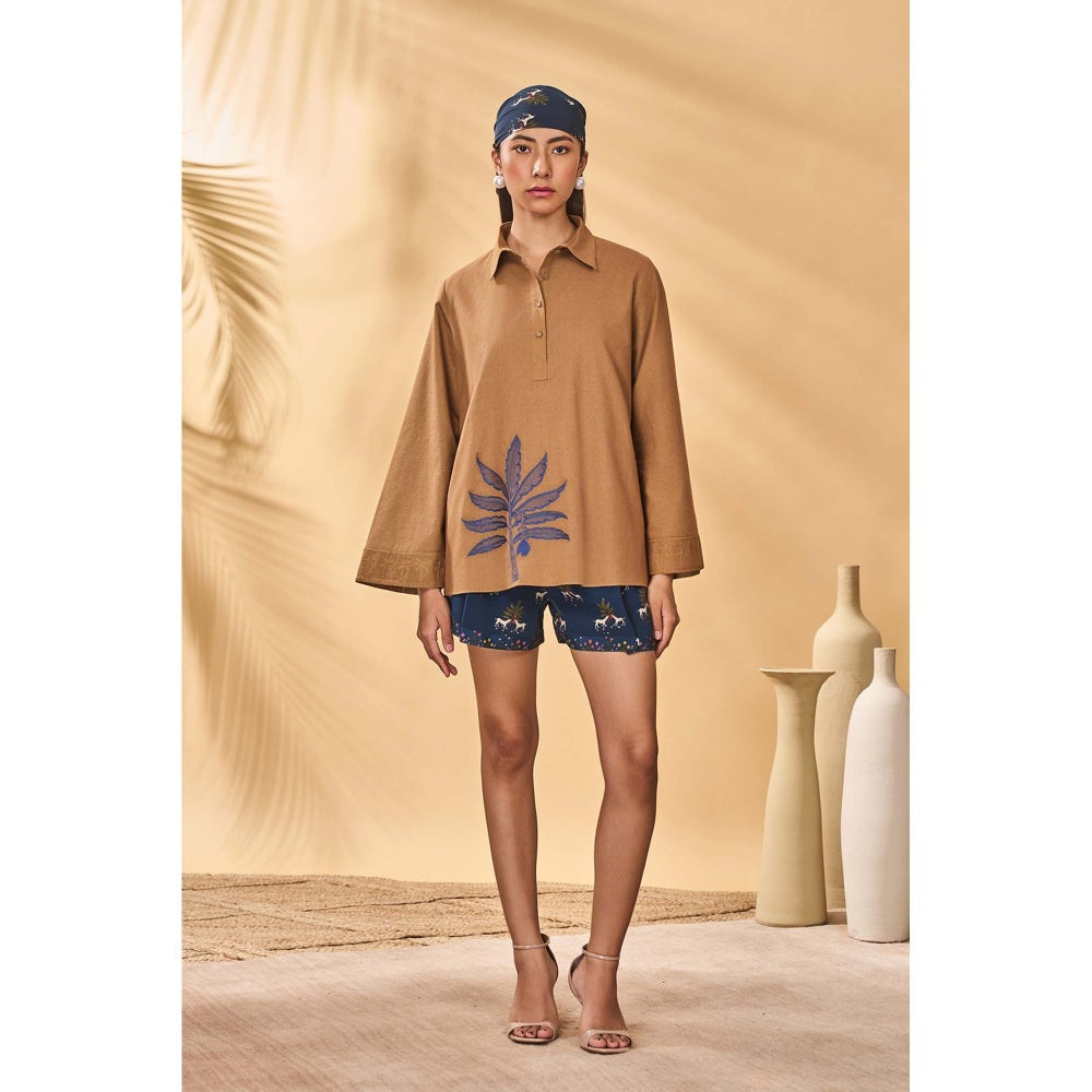 Masaba Blue Midnight Paw Tree Shorts
