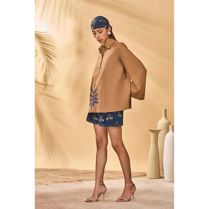 Masaba Blue Midnight Paw Tree Shorts