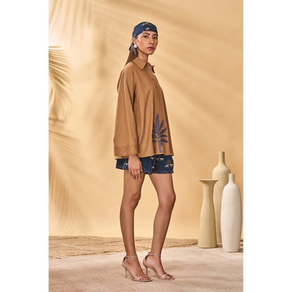 Masaba Blue Midnight Paw Tree Shorts