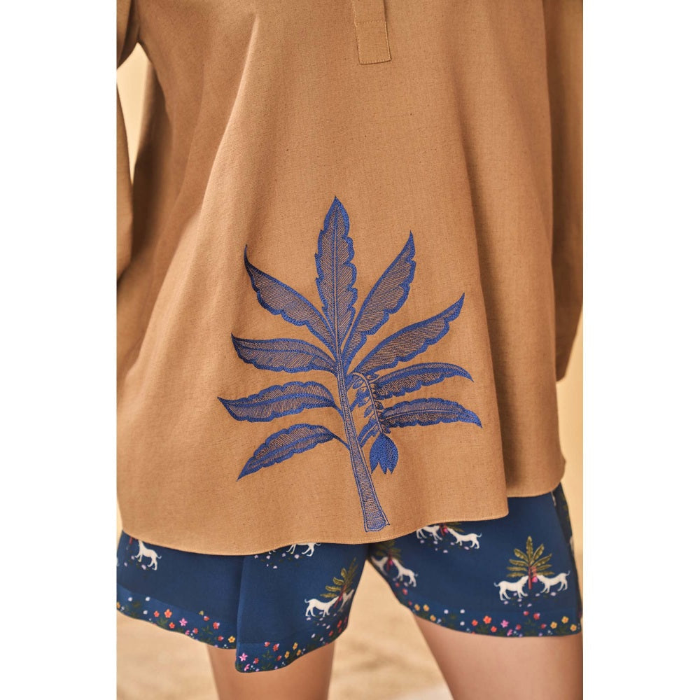 Masaba Blue Midnight Paw Tree Shorts
