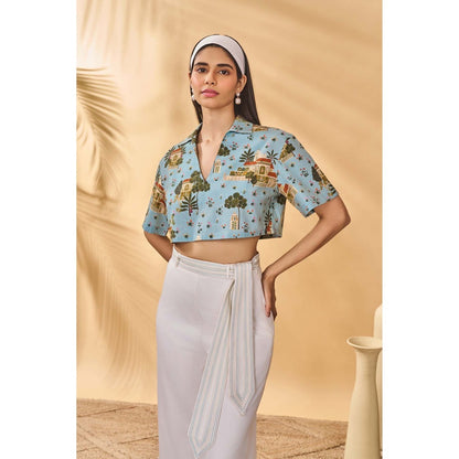 Masaba Blue Miniature Dreams Crop Top