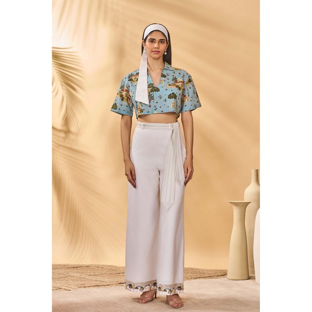 Masaba Ivory Pirouette Picnic Trousers with Belt (Set of 2)