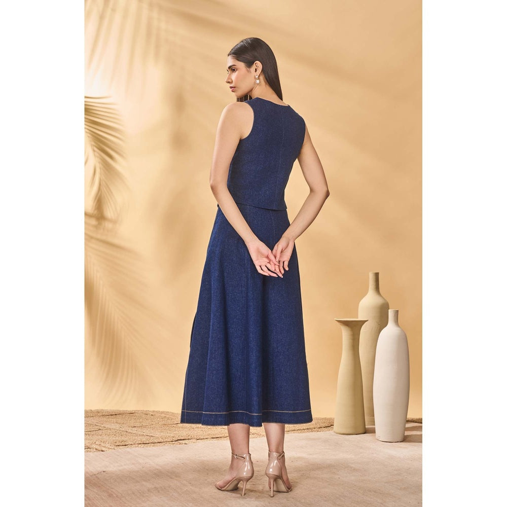 Masaba Blue Paw Tree Denim Waistcoat