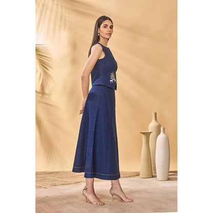 Masaba Blue Paw Tree Denim Coord (Set of 2)