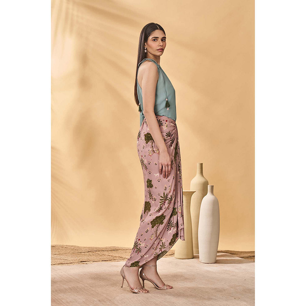 Masaba Blue Trellis Picnic Top with Skirt (Set of 2)