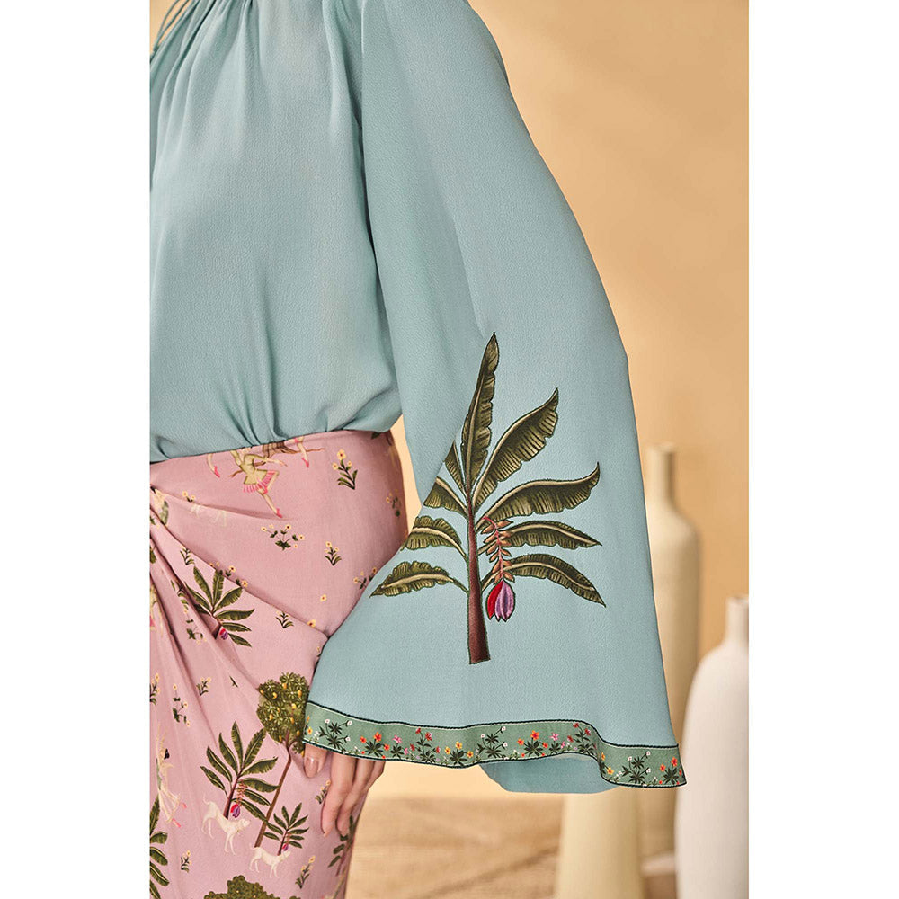 Masaba Blue Trellis Picnic Top with Skirt (Set of 2)