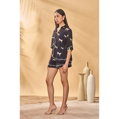 Masaba Black Woof Whimsy Shorts