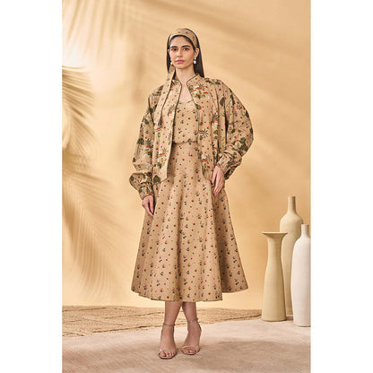 Masaba Beige Miniature Dreams Bomber Jacket with Slip and Skirt (Set of 3)