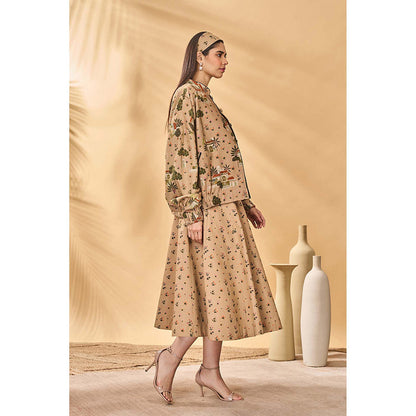 Masaba Beige Miniature Dreams Bomber Jacket with Slip and Skirt (Set of 3)