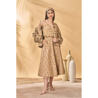 Masaba Beige Miniature Dreams Bomber Jacket with Slip and Skirt (Set of 3)