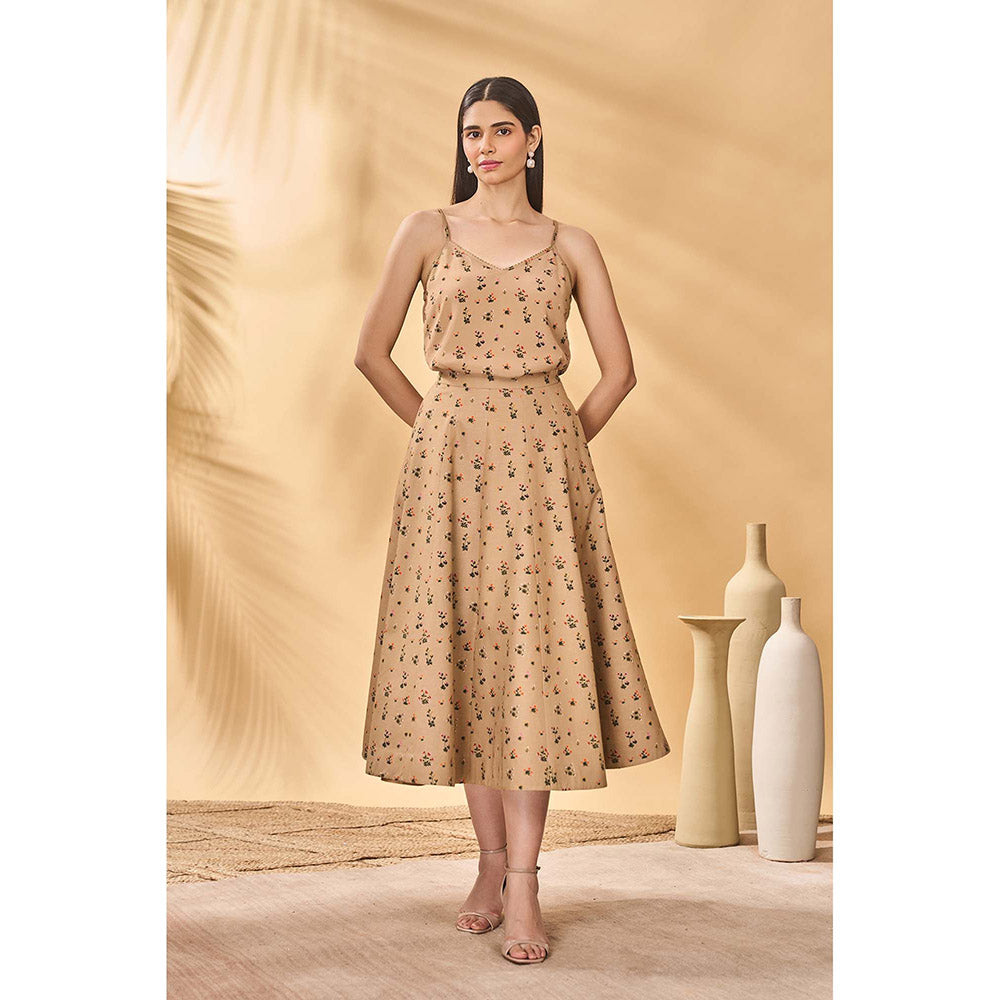 Masaba Beige Miniature Dreams Bomber Jacket with Slip and Skirt (Set of 3)