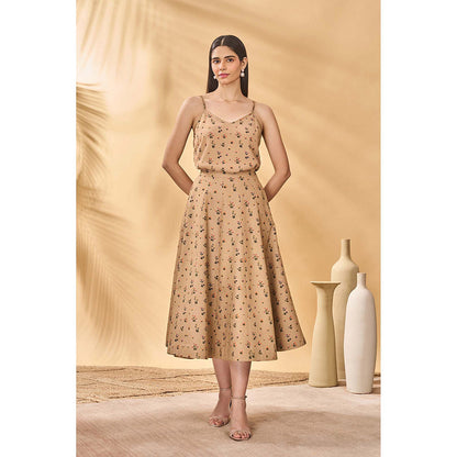 Masaba Beige Miniature Dreams Bomber Jacket with Slip and Skirt (Set of 3)