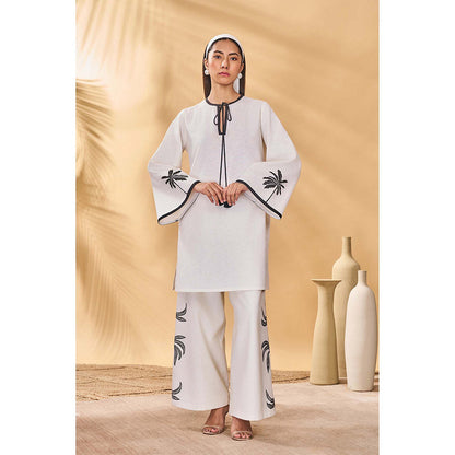 Masaba Ivory Trellis Palm Trouser with Tunic (Set of 2)