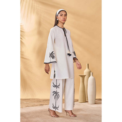 Masaba Ivory Trellis Palm Trouser with Tunic (Set of 2)