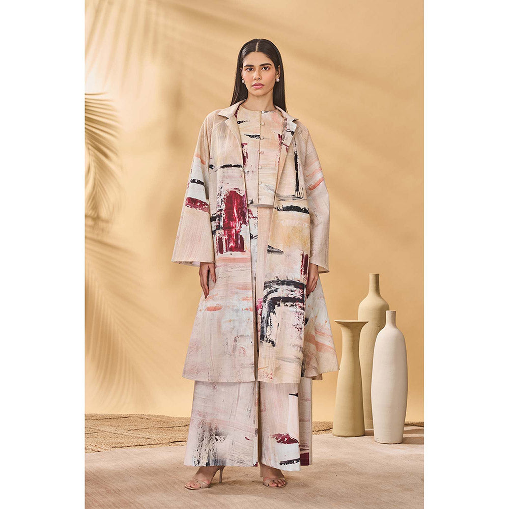 Masaba Beige Chaotic Harmony Jacket with Waist Coat and Pant (Set of 3)