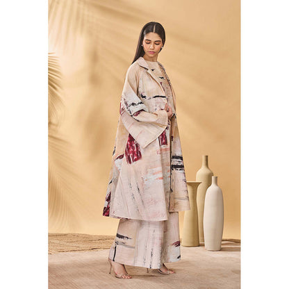 Masaba Beige Chaotic Harmony Jacket with Waist Coat and Pant (Set of 3)