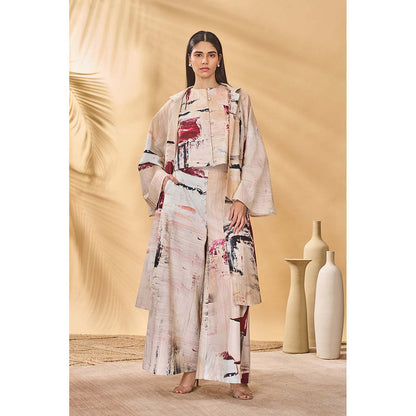 Masaba Beige Chaotic Harmony Jacket with Waist Coat and Pant (Set of 3)