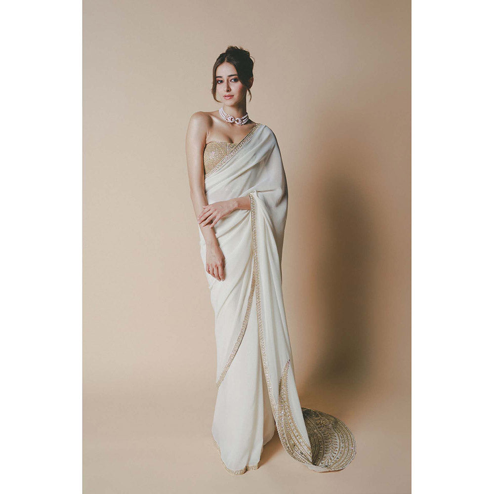 Masaba Ivory Chaand Embellished Saree with Stitched Blouse