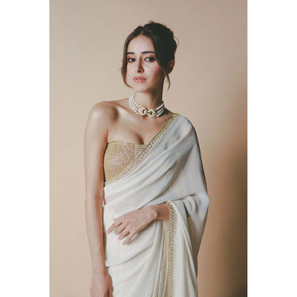 Masaba Ivory Chaand Embellished Saree with Stitched Blouse