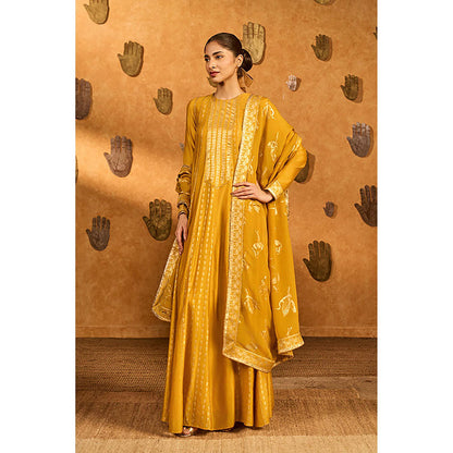 Masaba Ochre Snow Light Anarkali with Dupatta