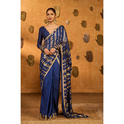 Masaba Sapphire Midas Touch Saree with Unstitched Blouse