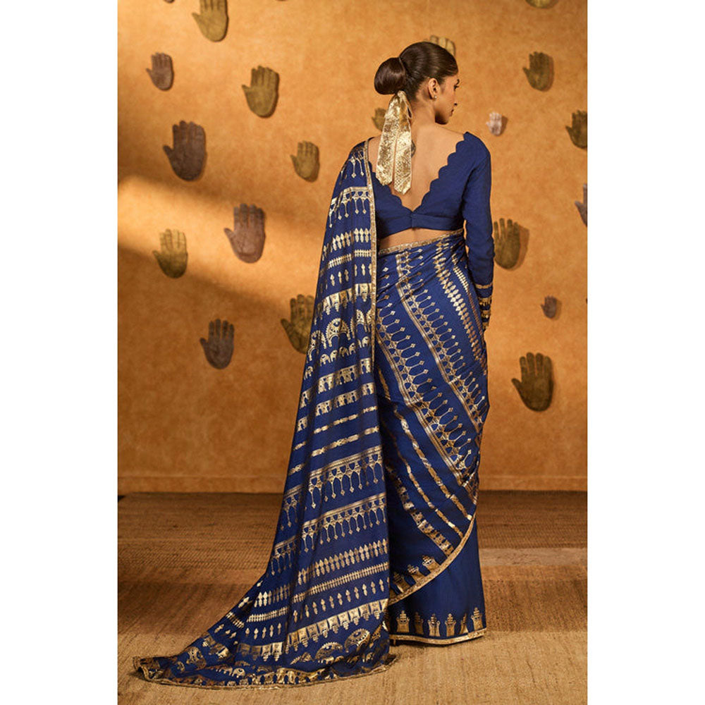 Masaba Sapphire Midas Touch Saree with Unstitched Blouse