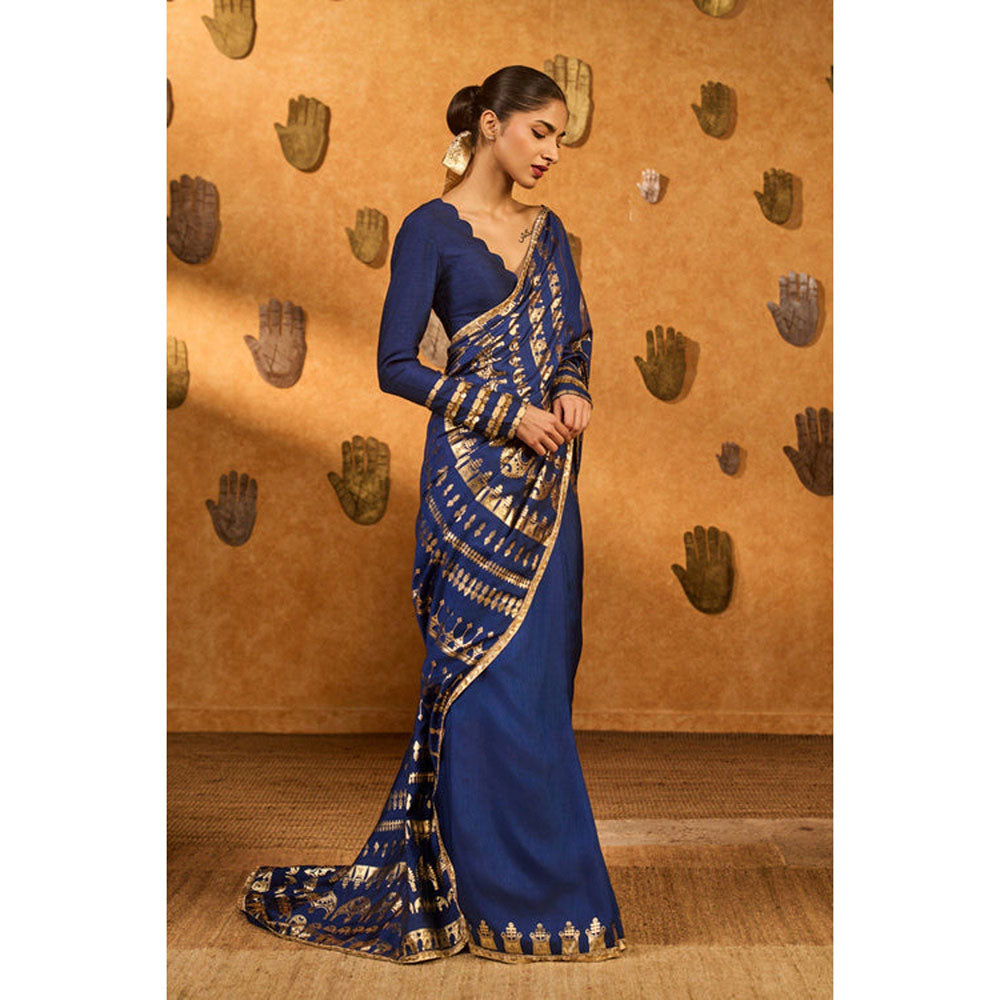 Masaba Sapphire Midas Touch Saree with Unstitched Blouse